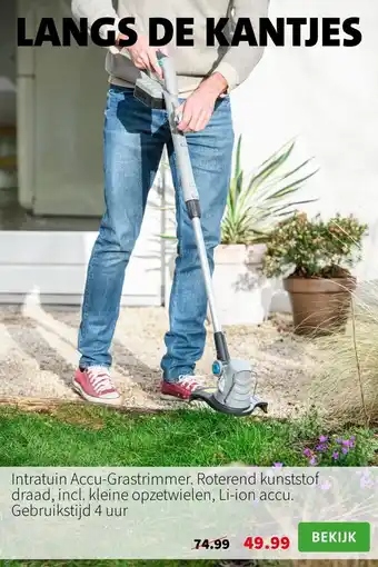 Intratuin Intratuin Accu-Grastrimmer, Roterend kunststof draad aanbieding