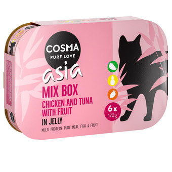 Zooplus 6x170g thai / asia in gelei fruit (3 soorten) cosma kattenvoer aanbieding