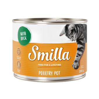 Zooplus 6x200g gevogeltepannetje gevogelte met eend smilla kattenvoer aanbieding