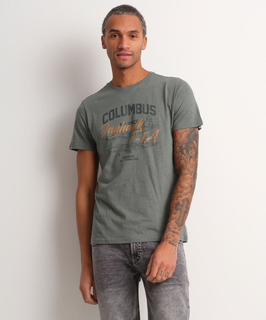 Heren jersey t shirt frontprint groen in maat aanbieding bij terStal