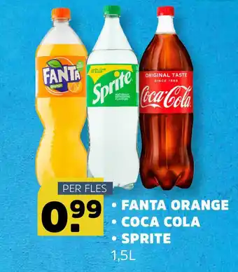 Sahan Supermarkten Fanta Orange, Coca Cola Of Sprite 1,5L aanbieding