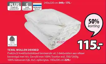 Jysk Texel Wollen Dekbed 140x200 Cm 50% Korting aanbieding