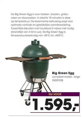 HANOS Big Green Egg Compleet Model - Large aanbieding