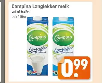 Lekker Makkelijk Campina Langlekker Melk Vol Of Halfvol 1 liter aanbieding