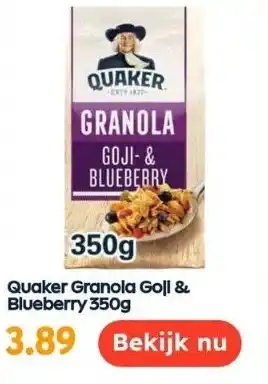 Ochama Quaker granola goji & blueberry 350g aanbieding