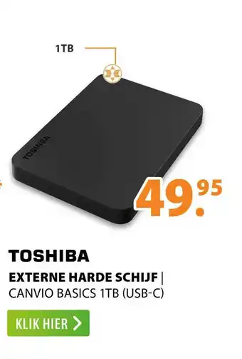 Expert Toshiba Externe Harde Schijf | Canvio Basics 1TB (USB-C) aanbieding