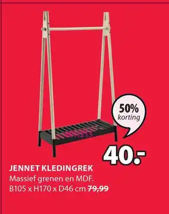 Jysk Jennet Kledingrek B105 X H170 X D46 Cm 50% Korting aanbieding