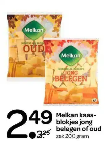 Spar Melkan Kaasblokjes Jong Belegen Of Oud 200 gram aanbieding