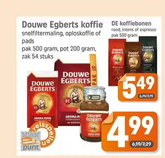 Dagwinkel Douwe Egberts Koffie Snelfiltermaling, Oploskoffie Of Pads Of DE Koffiebonen Rood, Intens Of Espresso aanbieding