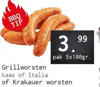 Naanhof Grillworsten Kaas Of Italia Of Krakauer Worsten 5x100 gr aanbieding