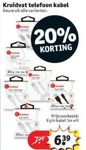 Kruidvat Kruidvat Telefoon Kabel 20% Korting aanbieding