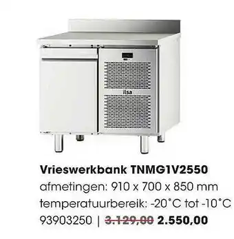 HANOS Vrieswerkbank TNMG1V2550 910 X 700 X 850 Mm aanbieding