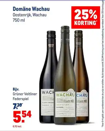 Makro Domäne Wachau Oostenrijk, Wachau 25% Korting 750ml aanbieding