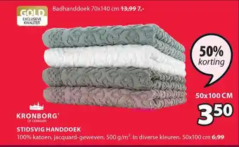 Jysk Stidsvig Handdoek 50% Korting 50x100cm aanbieding