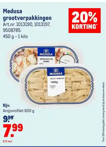 Makro Medusa Grootverpakkingen 20% Korting 600g aanbieding