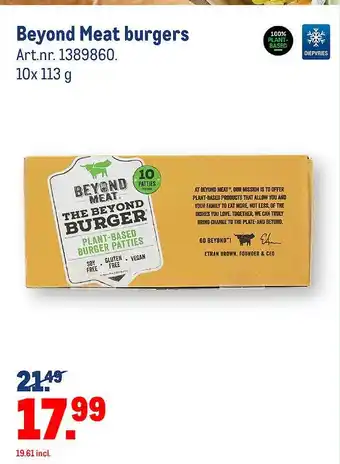 Makro Beyond Meat Burgers 113g aanbieding