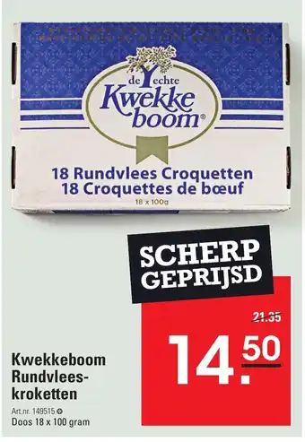 Sligro Kwekkeboom rundvleeskroketten 18 x 100 gram aanbieding