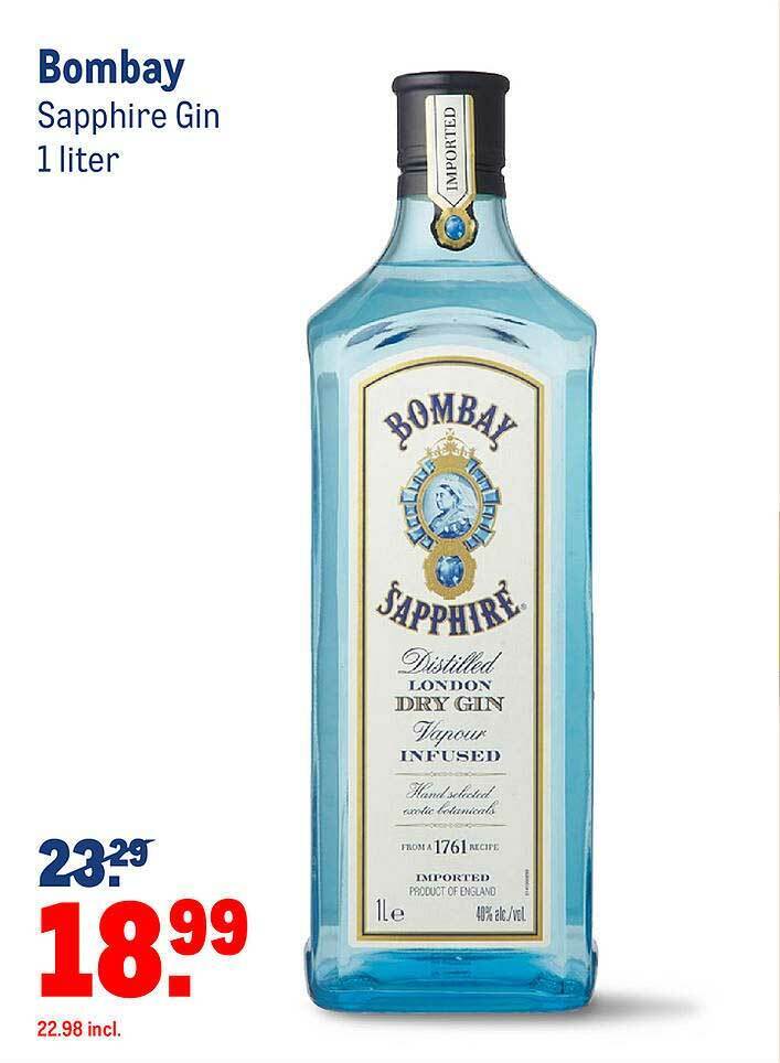Bombay Sapphire Gin 1 liter aanbieding bij Makro