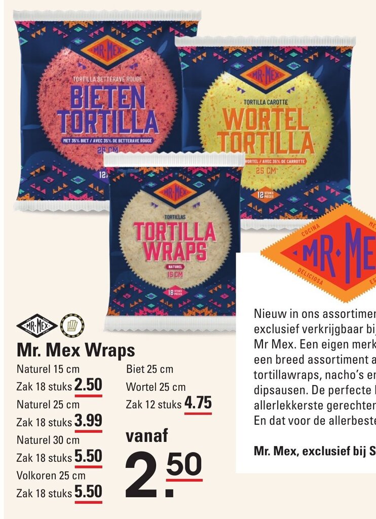 Mr. Mex wraps naturel 15 cm zak 18 stuks aanbieding bij Sligro