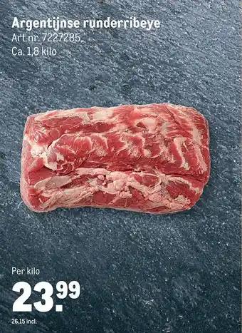 Makro Argentijnse Runderribeye 1.8 kilo aanbieding