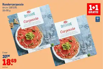 Makro Rundercarpaccio 1+1 Gratis 80g aanbieding