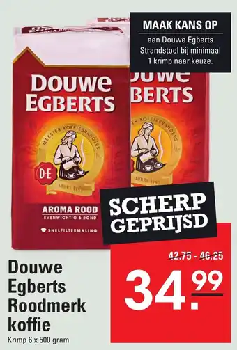 Sligro Douwe egberts roodmerk koffie krimp 6 x 500 gram aanbieding