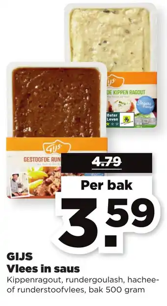 PLUS GIJS Vlees in saus 500g aanbieding