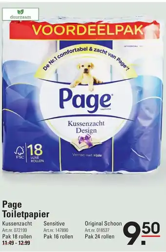 Sligro Page toiletpapier kussenzacht pak 18 rollen aanbieding