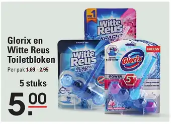 Sligro Glorix en witte reus toiletbloken per pak 5 stuks aanbieding