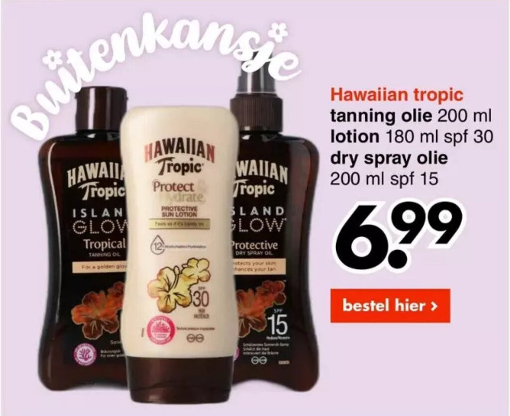 Hawaiian Tropic tanning olie 200ML aanbieding bij Wibra