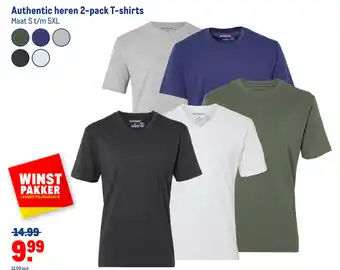 Makro Authentic heren 2-pack T-shirts aanbieding