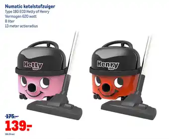 Makro Numatic ketelstofzuiger 180 eco hetty aanbieding