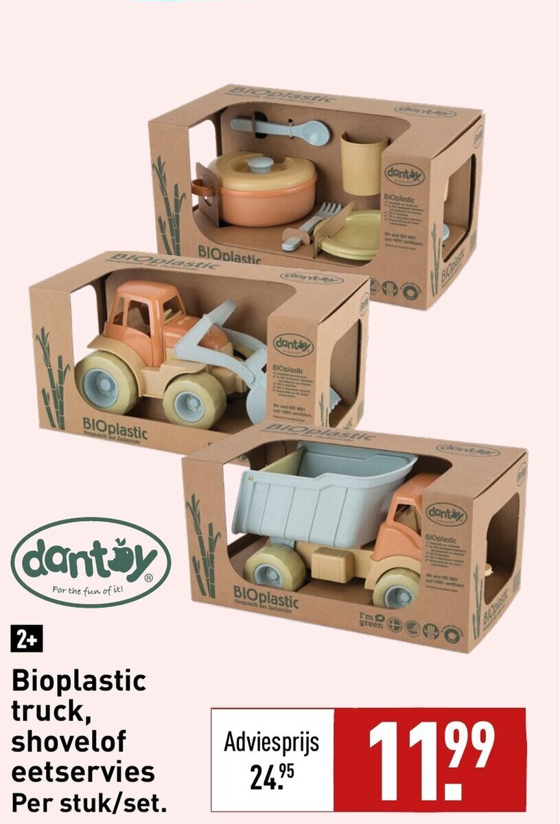 Bioplastic truck, shovelof eetservies aanbieding bij ALDI