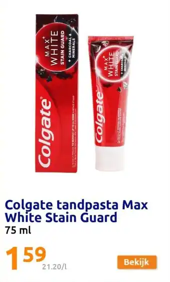 Action Colgate tandpasta max white stain guard 75ml aanbieding