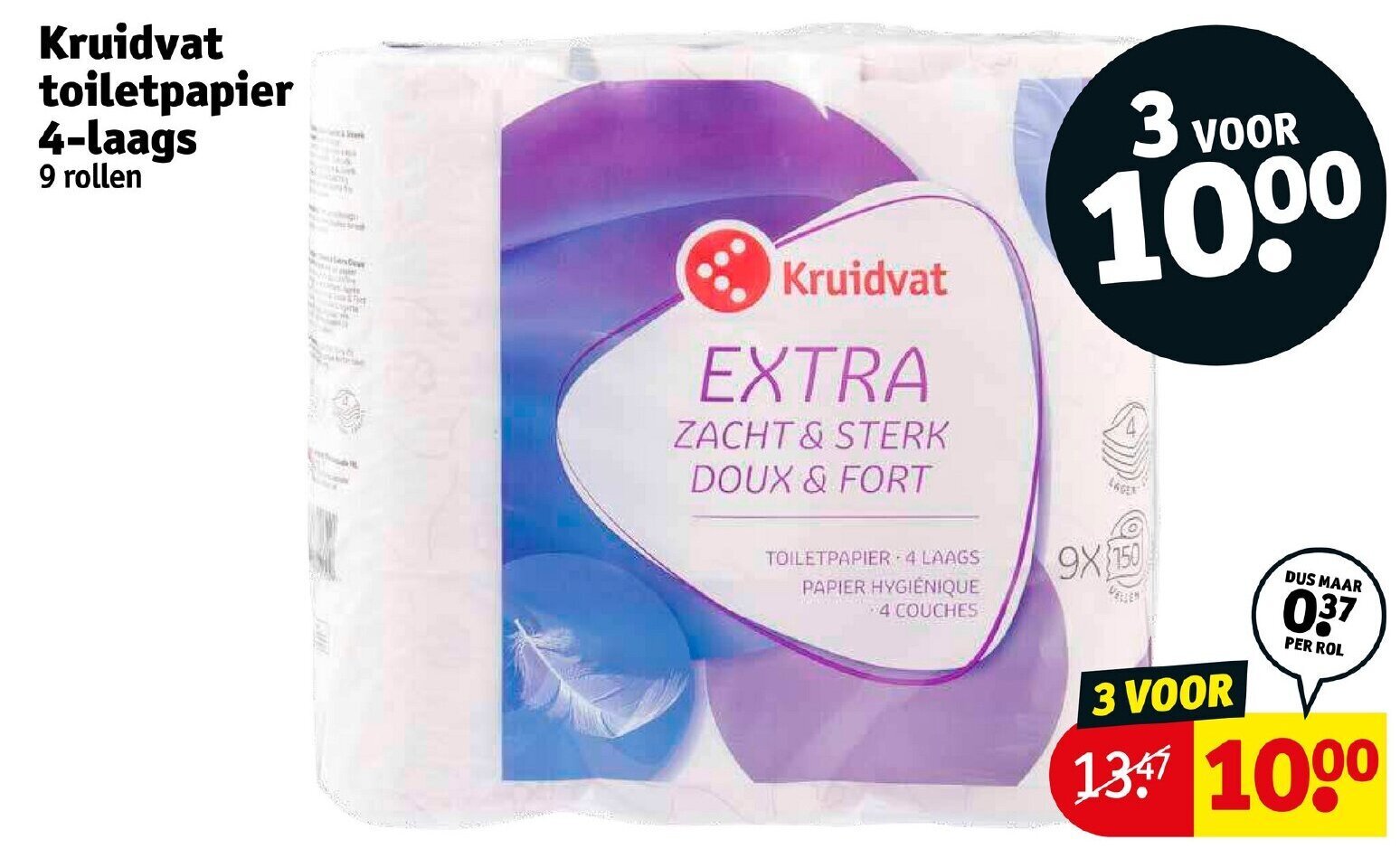 Kruidvat toiletpapier 4laags aanbieding bij Kruidvat
