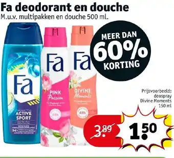 Kruidvat Fa deospray divine moments 150ML aanbieding