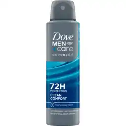 Jumbo Dove men+care advanced anti-transpirant deodorant spray clean comfort 150ml aanbieding