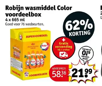 Kruidvat Robijn wasmiddel Color voordeelbox 4x665 ml aanbieding