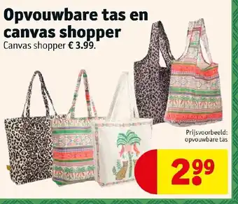 Kruidvat Opvouwbare tas en canvas shopper aanbieding