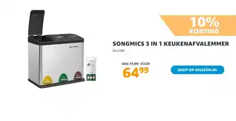 Amazon Songmics 3 in 1 keukenafvalemmer aanbieding