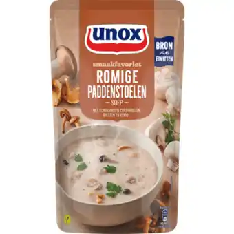 Jumbo Unox romige paddenstoelen soep met fijngesneden cantharellen, boleten en kervel 570ml aanbieding