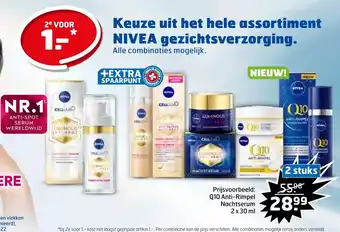 Trekpleister Nivea Q10 anti-rimpel nachtserum 2x30ML aanbieding