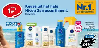 Trekpleister Nivea zonnespray protect & hydrate SPF30 2x200ML aanbieding