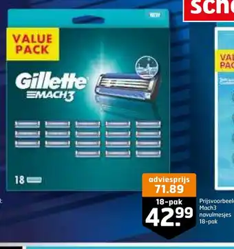 Trekpleister Gillette mach3 navulmesjes aanbieding