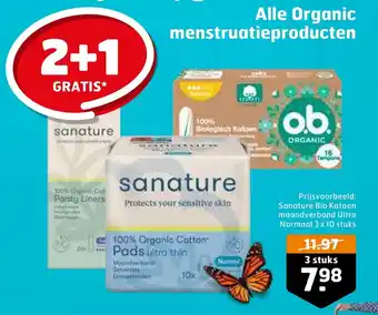 Trekpleister Sanature bio katoen maandverband ultra normaal aanbieding