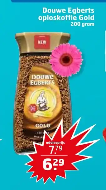 Trekpleister Douwe Egberts oploskoffie Gold 200 gram aanbieding