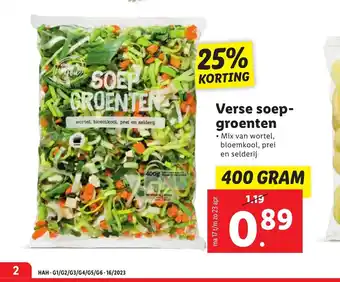 Lidl Verse soep-groenten 400 gram aanbieding