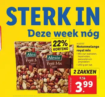 Lidl Alesto notenmelange royal mix 2 zakken aanbieding