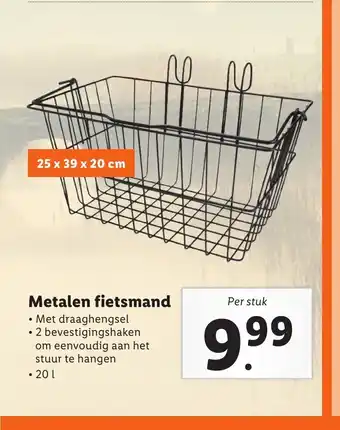 Lidl Metalen fietsmand 20 l aanbieding