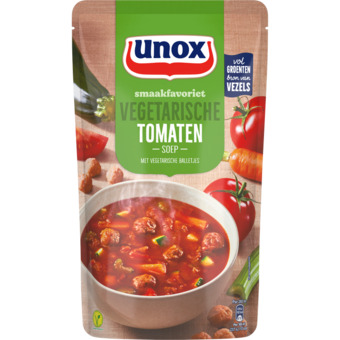 Jumbo Unox soep in zak tomatensoep met vegetarische balletjes 570ml aanbieding
